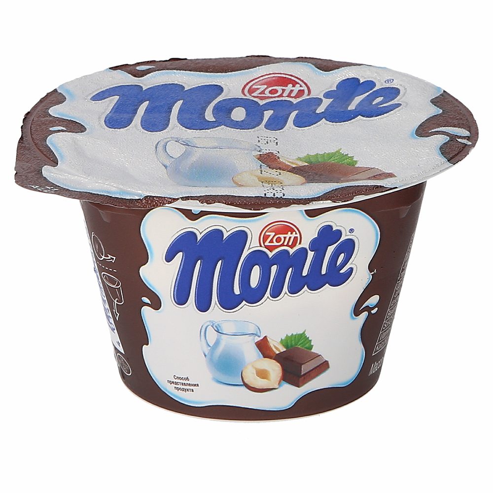 mlečni desert s čokolado in lešniki monte, zott, 150g