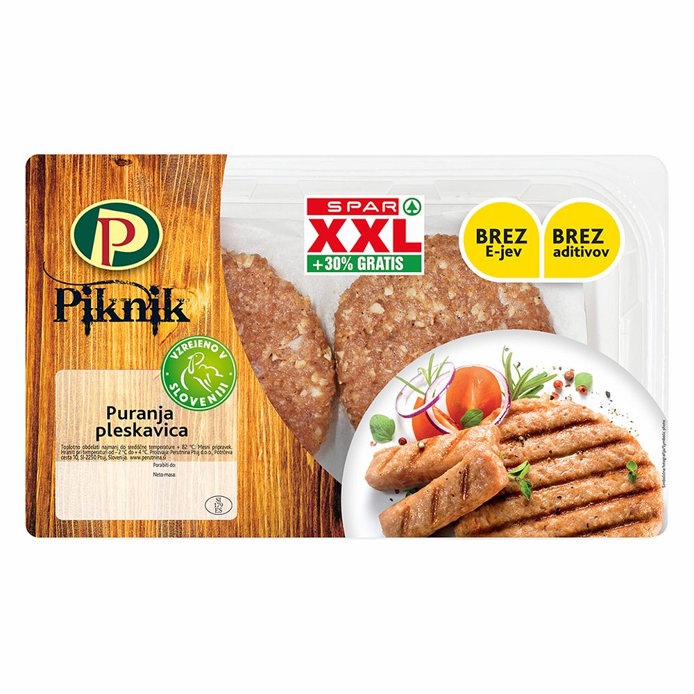 puranje pleskavice piknik, perutnina ptuj, 720g, xxl