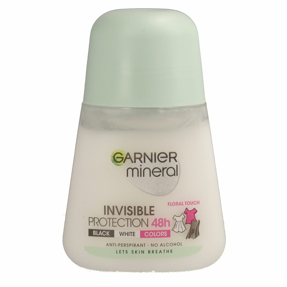 deo roll on, ženski, invisible black & white colors, garnier mineral, 50 ml
