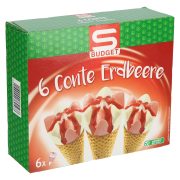Slika produkta SLADOLED KORNETI VANILIJA IN JAGODA CONTE, S-BUDGET, 6X120ML