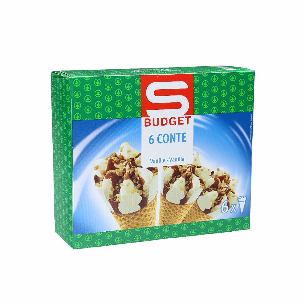 SLADOLED V KORNETU VANILIJA CONTE, S-BUDGET, 6X120ML