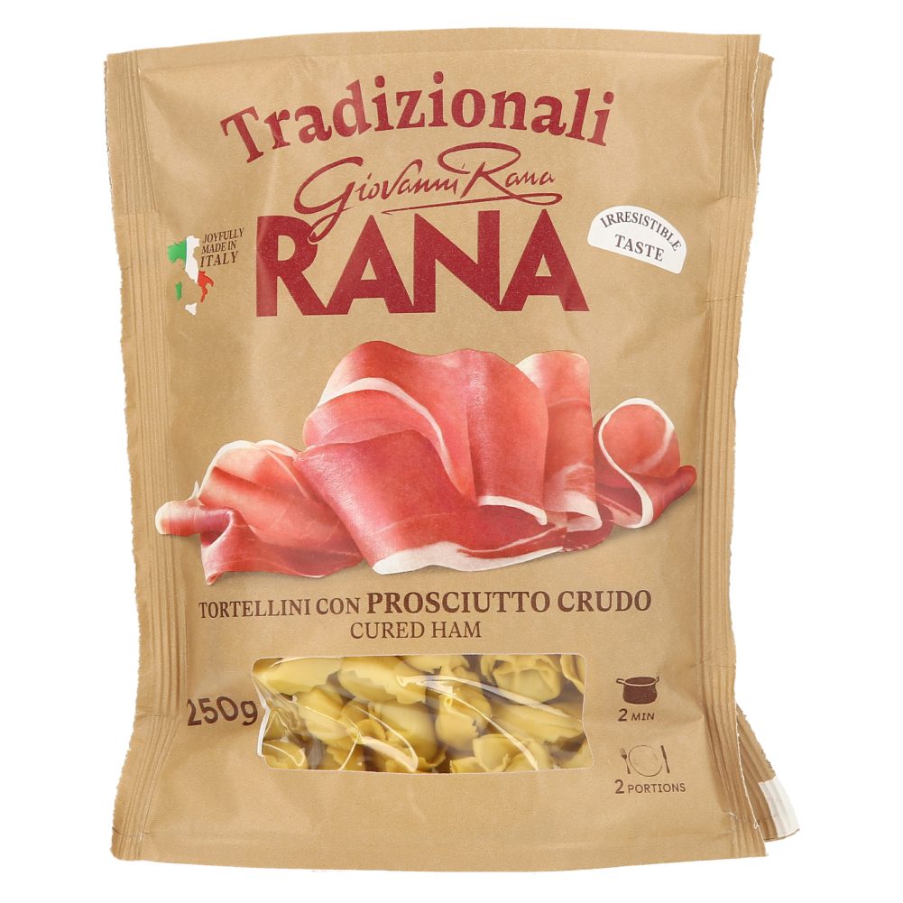 SVEŽE JAJČNE TESTENINE, TORTELINI S PRŠUTOM IN SIROM, RANA, 250G