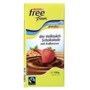 Slika produkta BIO MLEČNA ČOKOLADA S KOŠČKI JAGOD BREZ GLUTENA IN LAKTOZE, SPAR FREE FROM, 100G