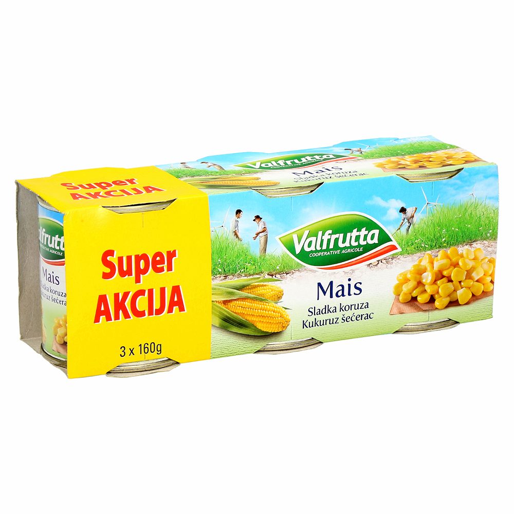 sladka koruza, valfrutta, 3 x 160 g