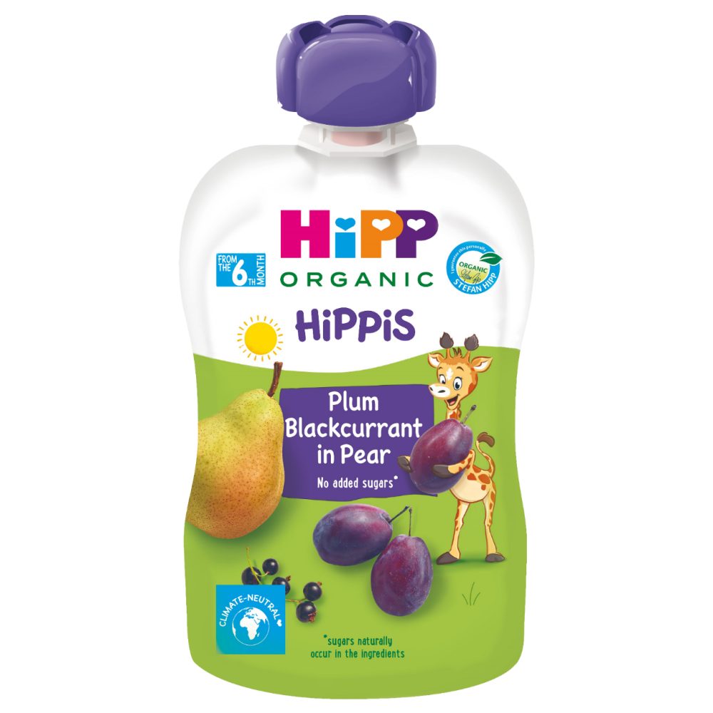 BIO SADNA KAŠICA HRUŠKA, SLIVA IN ČRNI RIBEZ, HIPPIS, HIPP, 100G