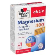 Slika produkta PREHRANSKO DOPOLNILO, TABLETE, MAGNEZIJ 400 + B1 + B6 + B12 + FOLNA KISLINA, DOPPELHERZ, AKTIV, 30/1