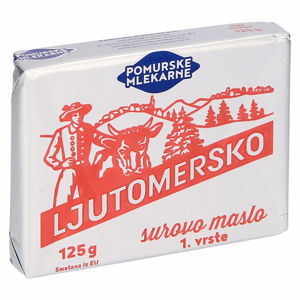 ljutomersko surovo maslo, pomurske mlekarne, 125g