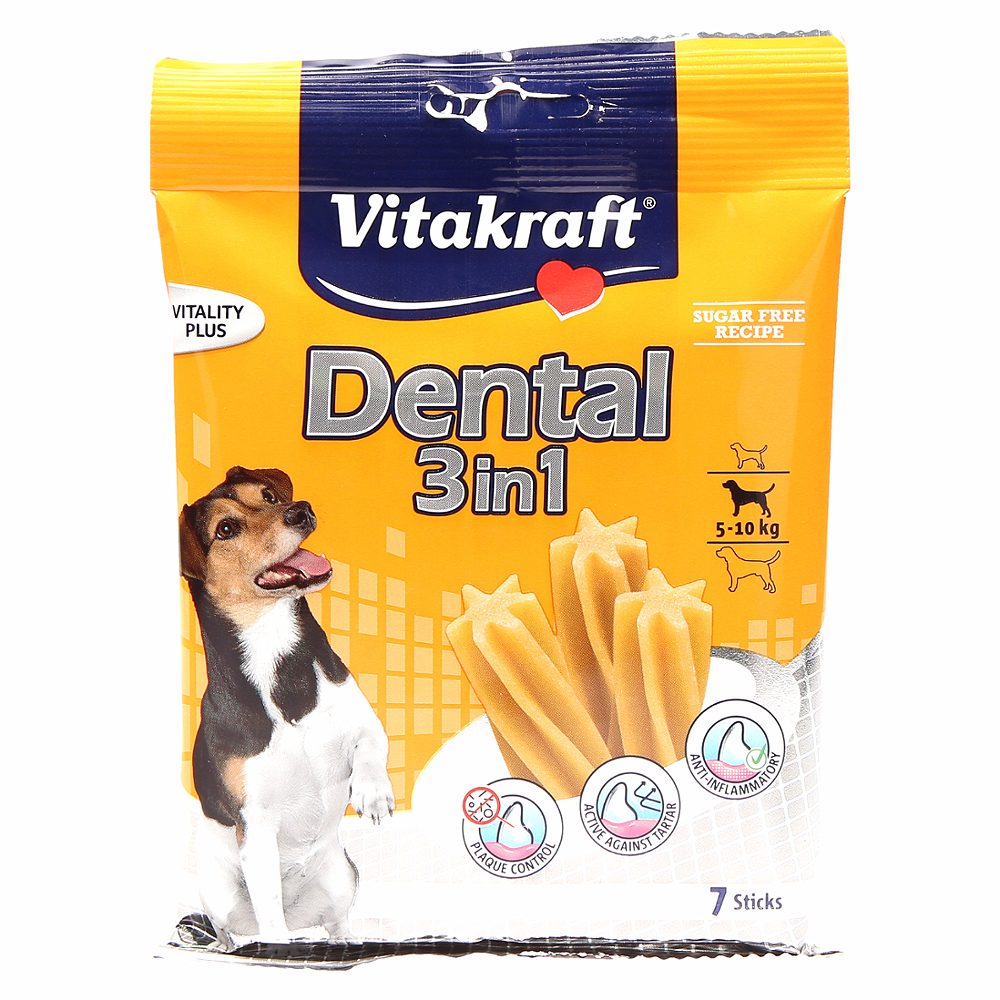priboljšek za pse za čiščenje zob dental 3in1, vitakraft, 120g