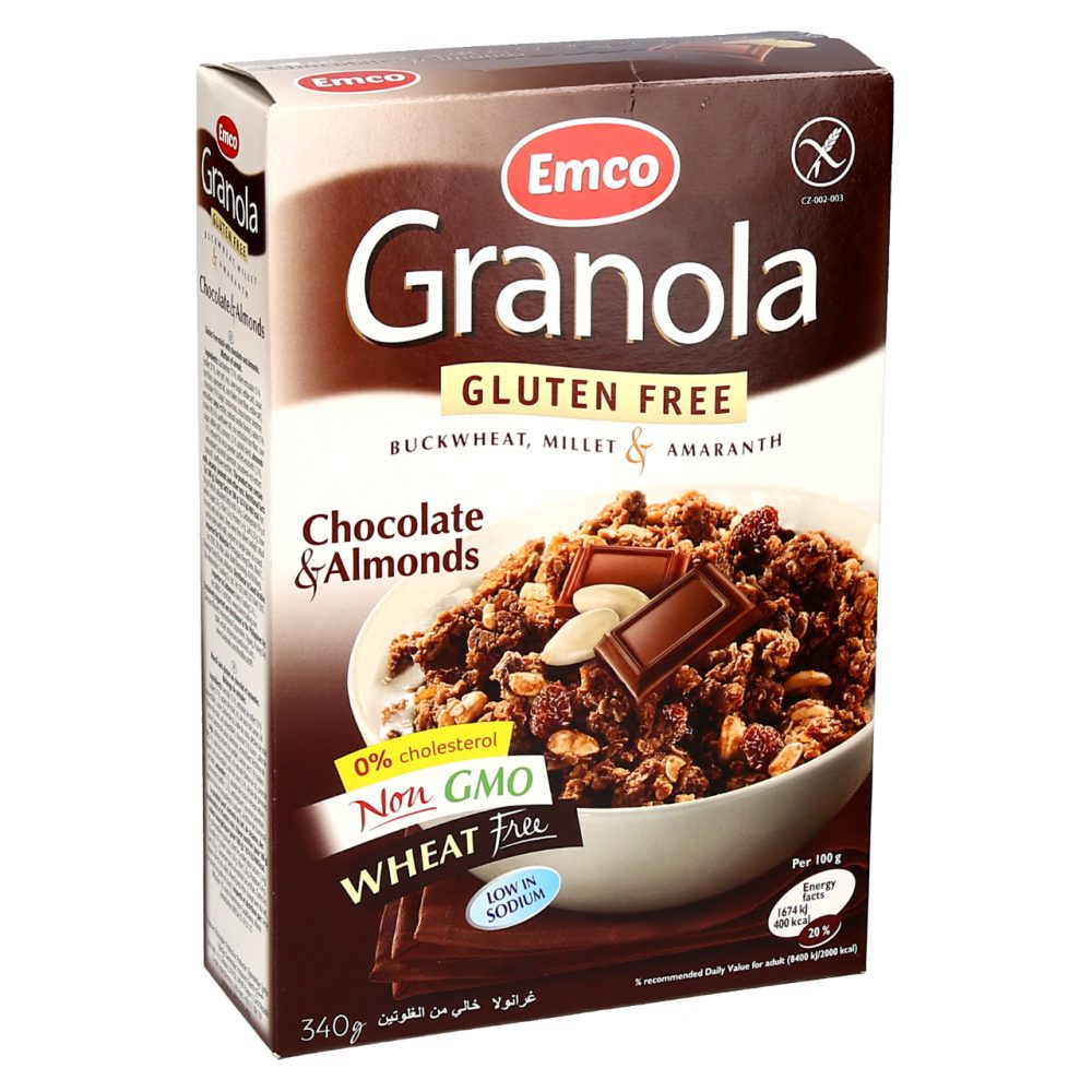 GRANOLA S ČOKOLADO IN MANDLJI, EMCO, 340G BREZ GLUTENA. SPAR Online