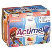Slika produkta JOGURTOV NAPITEK JAGODA IN BANANA ACTIMEL KIDS MINIONS, DANONE, 6X100G