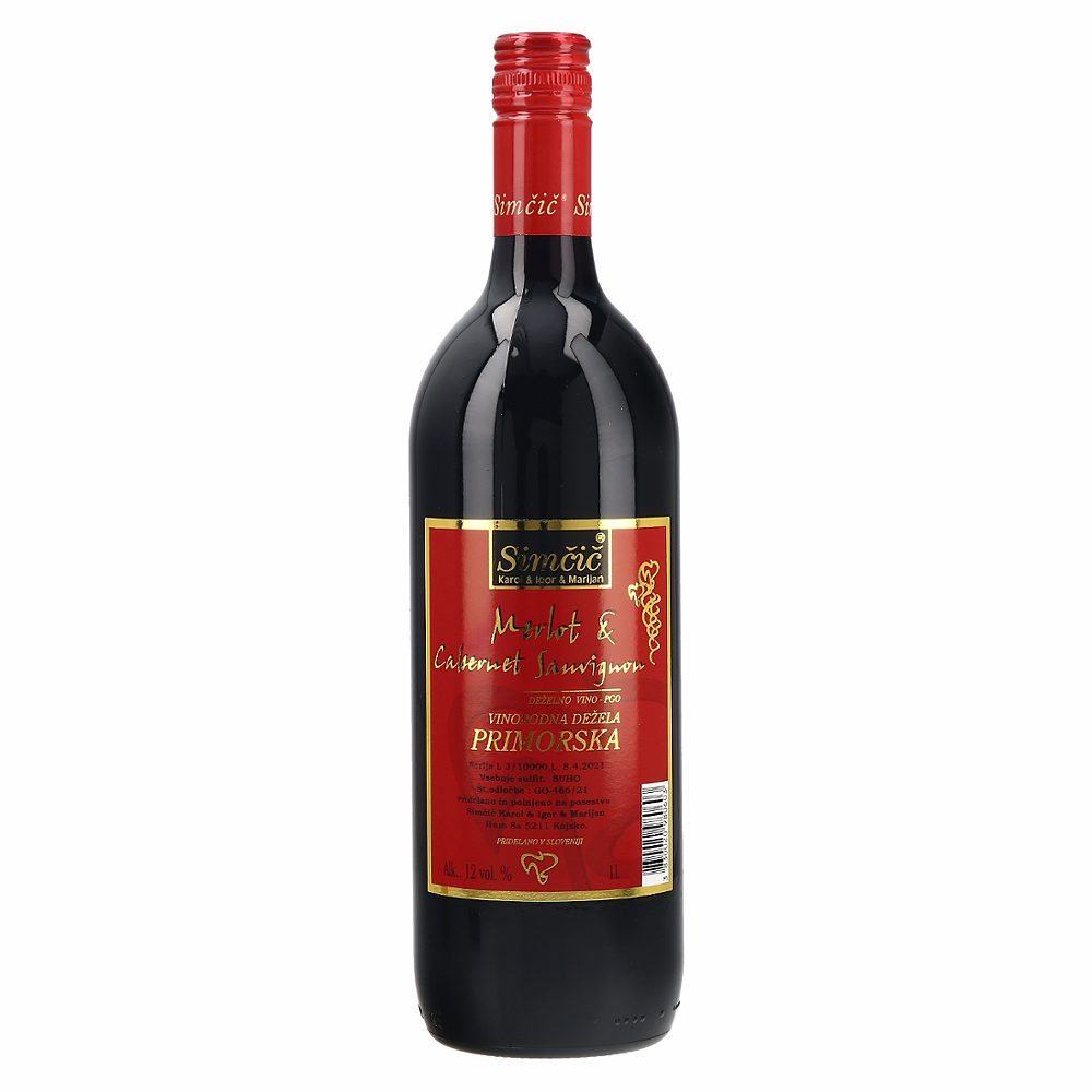 rdeče deželno vino merlot cabernet sauvignon, simčič, 1l