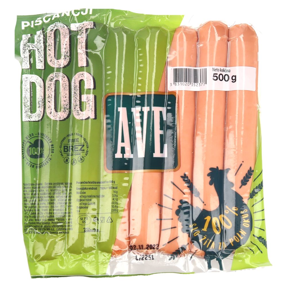 PIŠČANČJI HOT DOG AVE, PANVITA, 500G