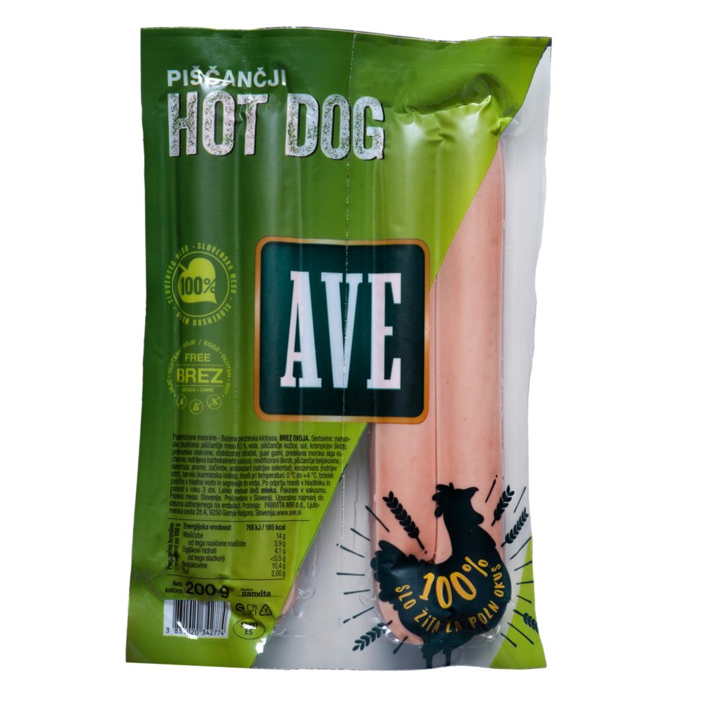 PIŠČANČJI HOT DOG BREZ OVOJA AVE, PANVITA, 200G