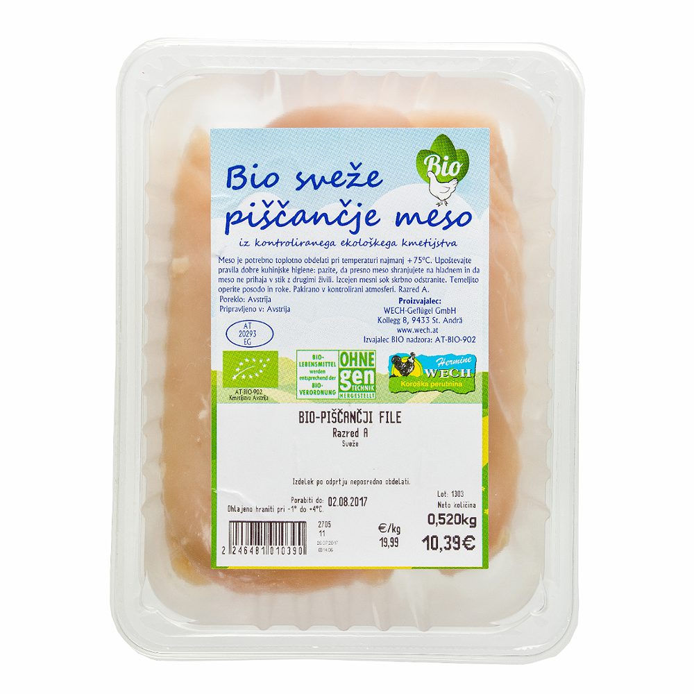 bio sveže piščančje meso, hermine wech, tehtano