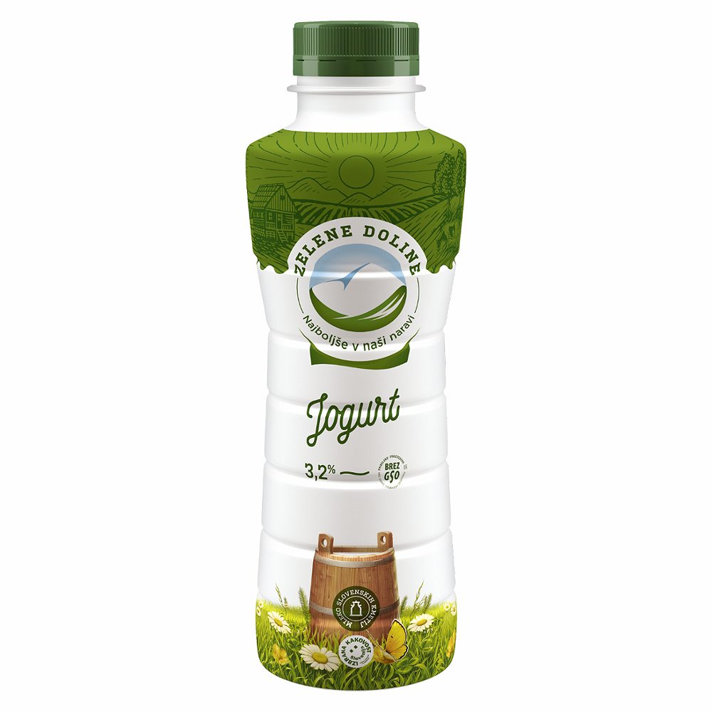 tekoči jogurt 3,2% m.m., zelene doline, 1kg