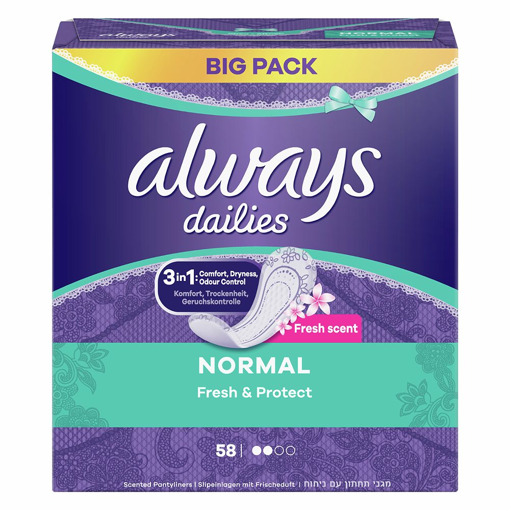 ščitniki perila normal fresh&protect, always dailies, 58/1