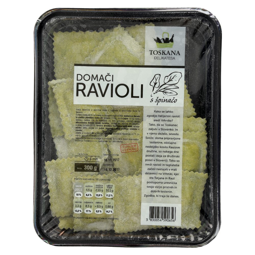 ZELENI RAVIOLI S ŠPINAČO TOSKANA, 300G