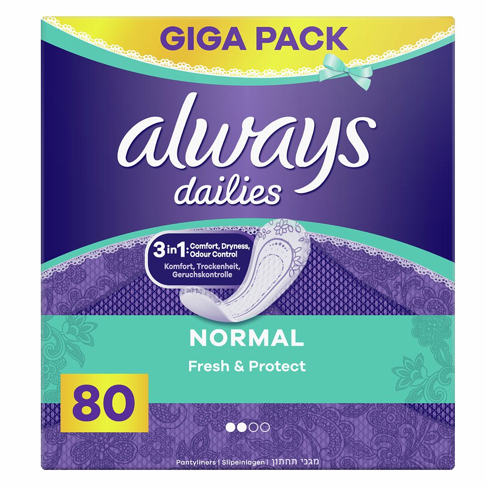 ščitniki perila normal fresh&protect, always dailies, 80/1