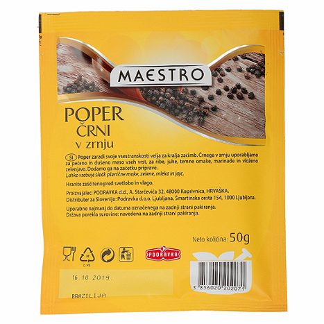 POPER ČRNI V ZRNJU, MAESTRO, 50G