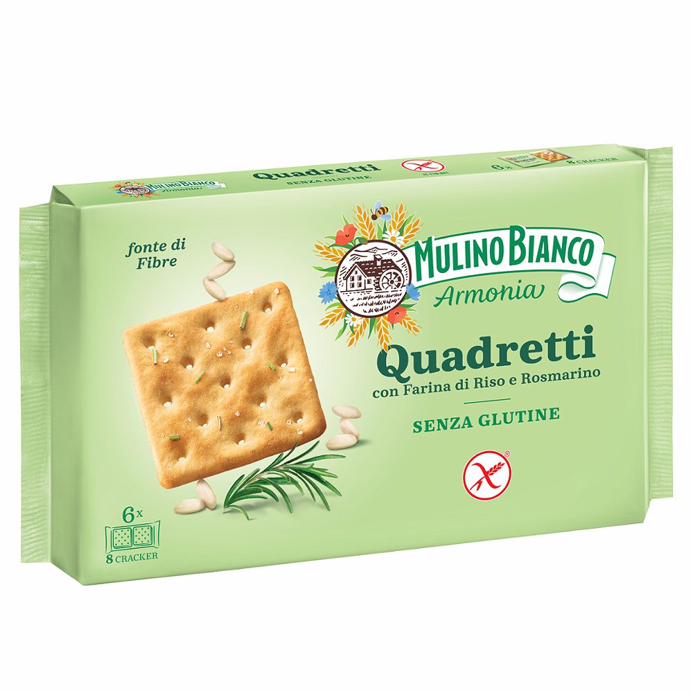 brezglutenski krekerji z riževo moko in rožmarinom, mulino bianco, 200g