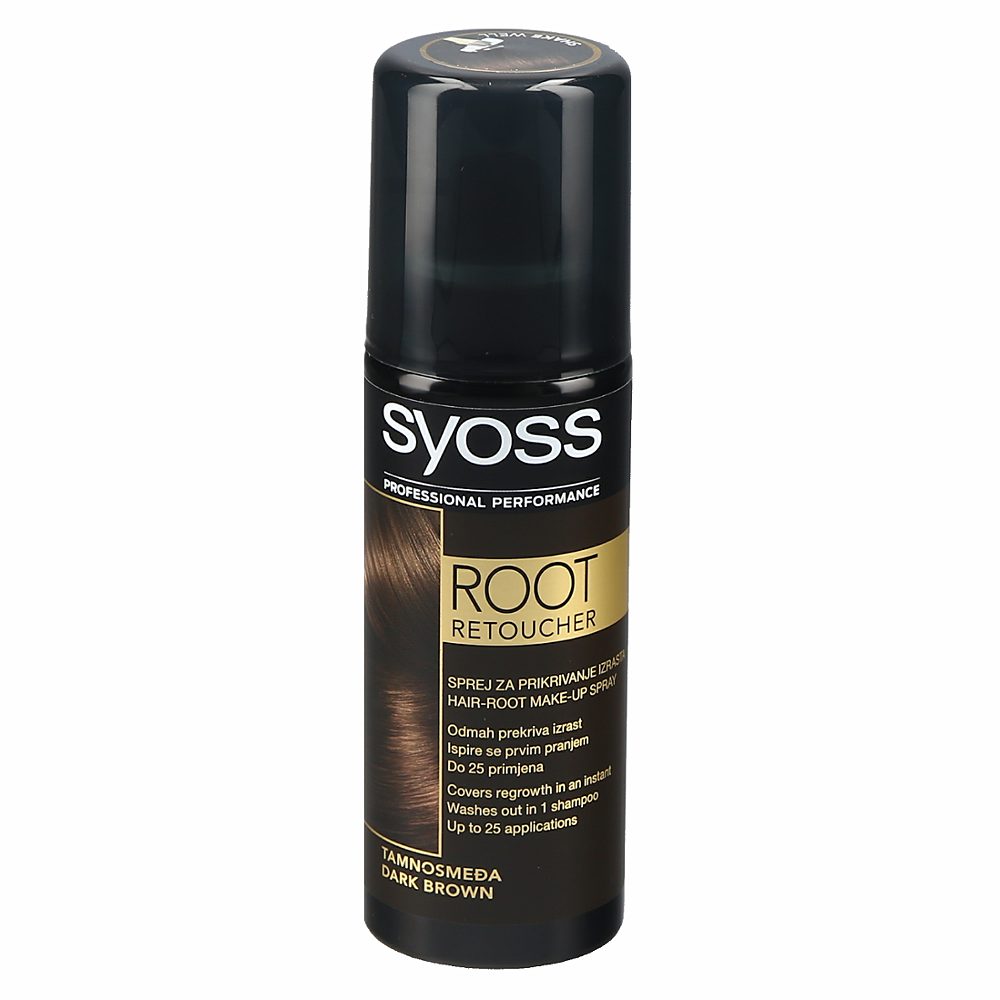 sprej za prekritje narastka dark brown root retouch, syoss, 120ml