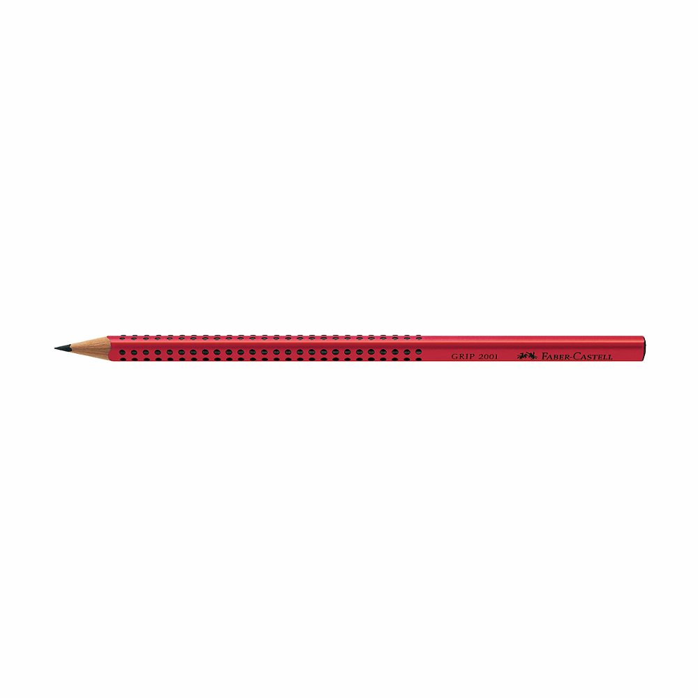 svinčnik, grafitni, grip, rdeč, faber castell