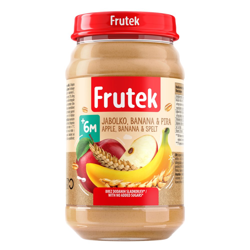 KAŠICA JABOLKO, BANANA IN PIRA, FRUTEK, 190G