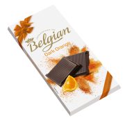 Slika produkta TEMNA ČOKOLADA S KOŠČKI POMARANČE, THE BELGIAN, 100G
