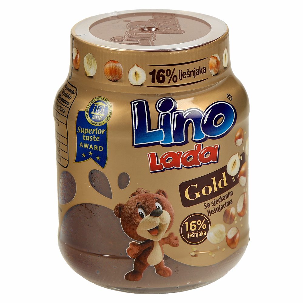 mlečno kremni namaz s sesekljanimi lešniki lino lada gold, podravka, 350g