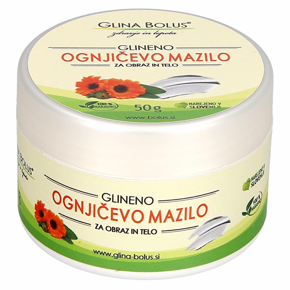 glineno ognjičevo mazilo za obraz in telo, glina bolus, 50g