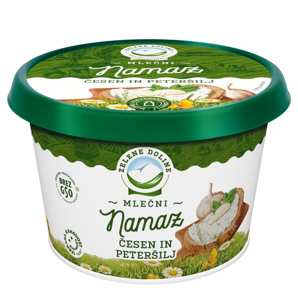 MLEČNI NAMAZ ČESEN IN PETERŠILJ, ZELENE DOLINE, 150G