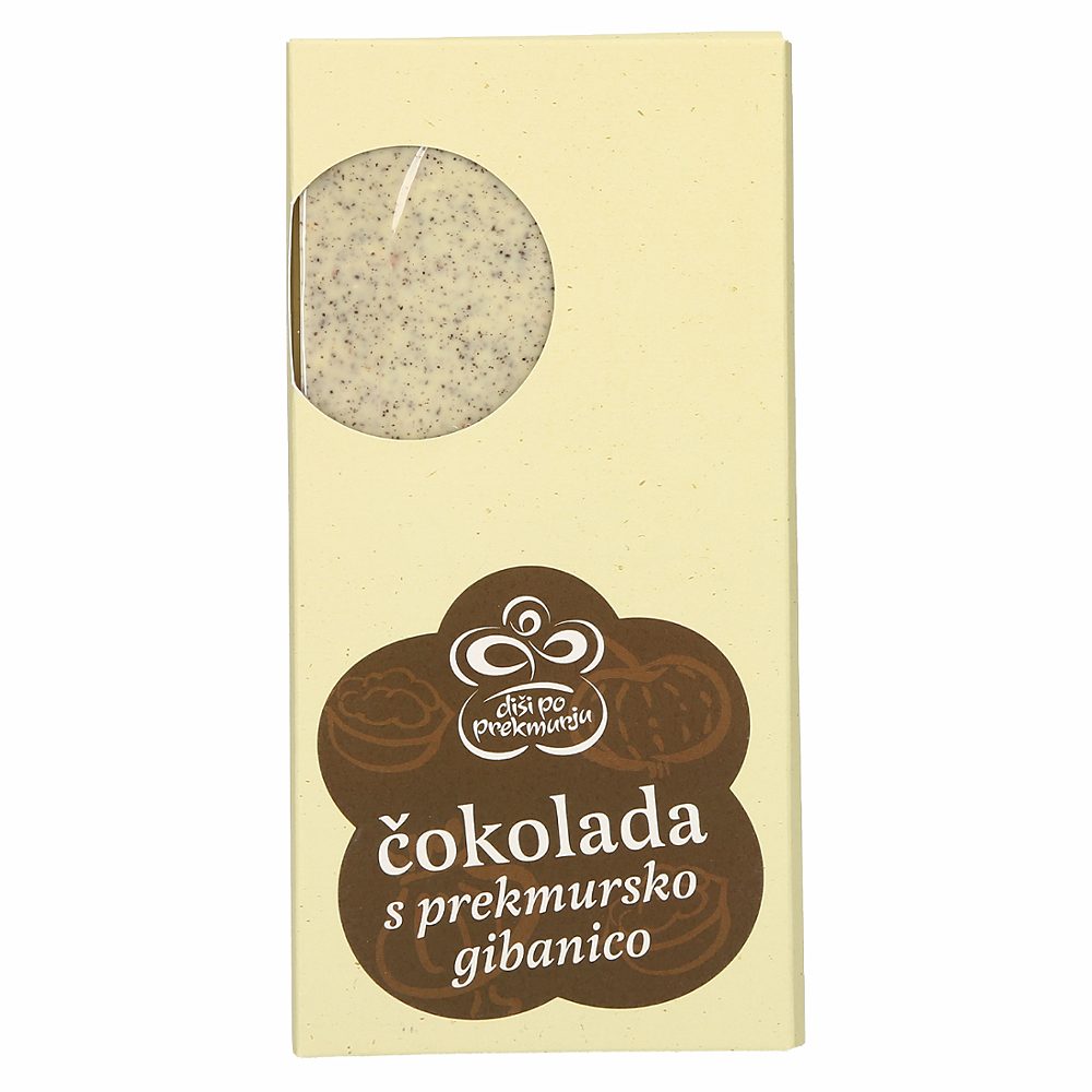 čokolada s prekmursko gibanco, diši po prekmurju, 100g