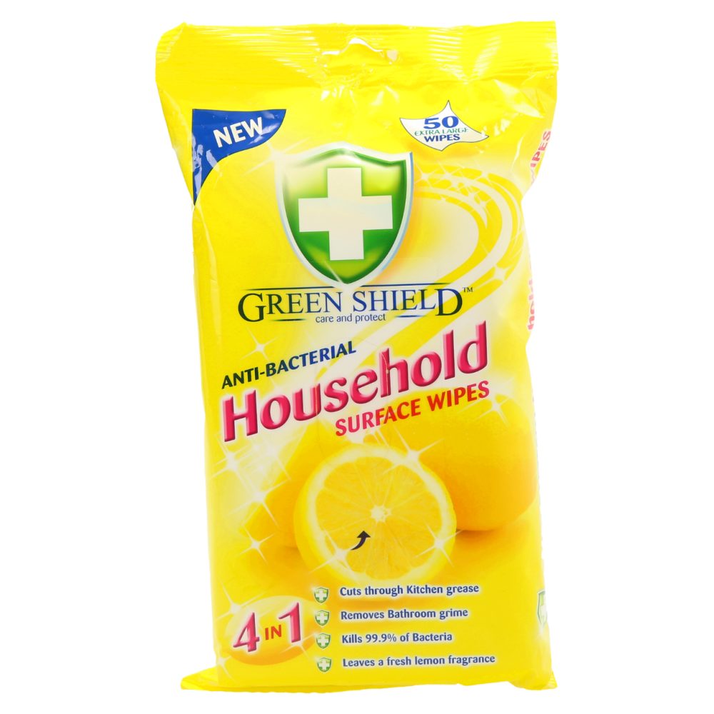 UNIVERZALNI ANTIBAKTERIJSKI ČISTILNI ROBČKI 4IN1 LEMON, GREEN SHIELD, 50/1