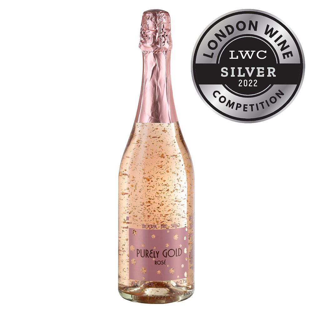 aromatizirana pijača na osnovi vina s 23 karatnim zlatom, purely gold rosé, 0,75l