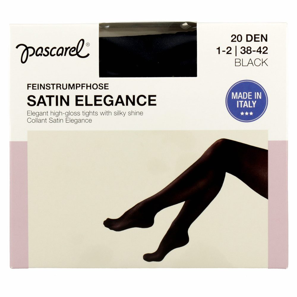 ženske hlačne nogavice črne 20den 1-2 38-42, satin elegance, pascarel, 1/1