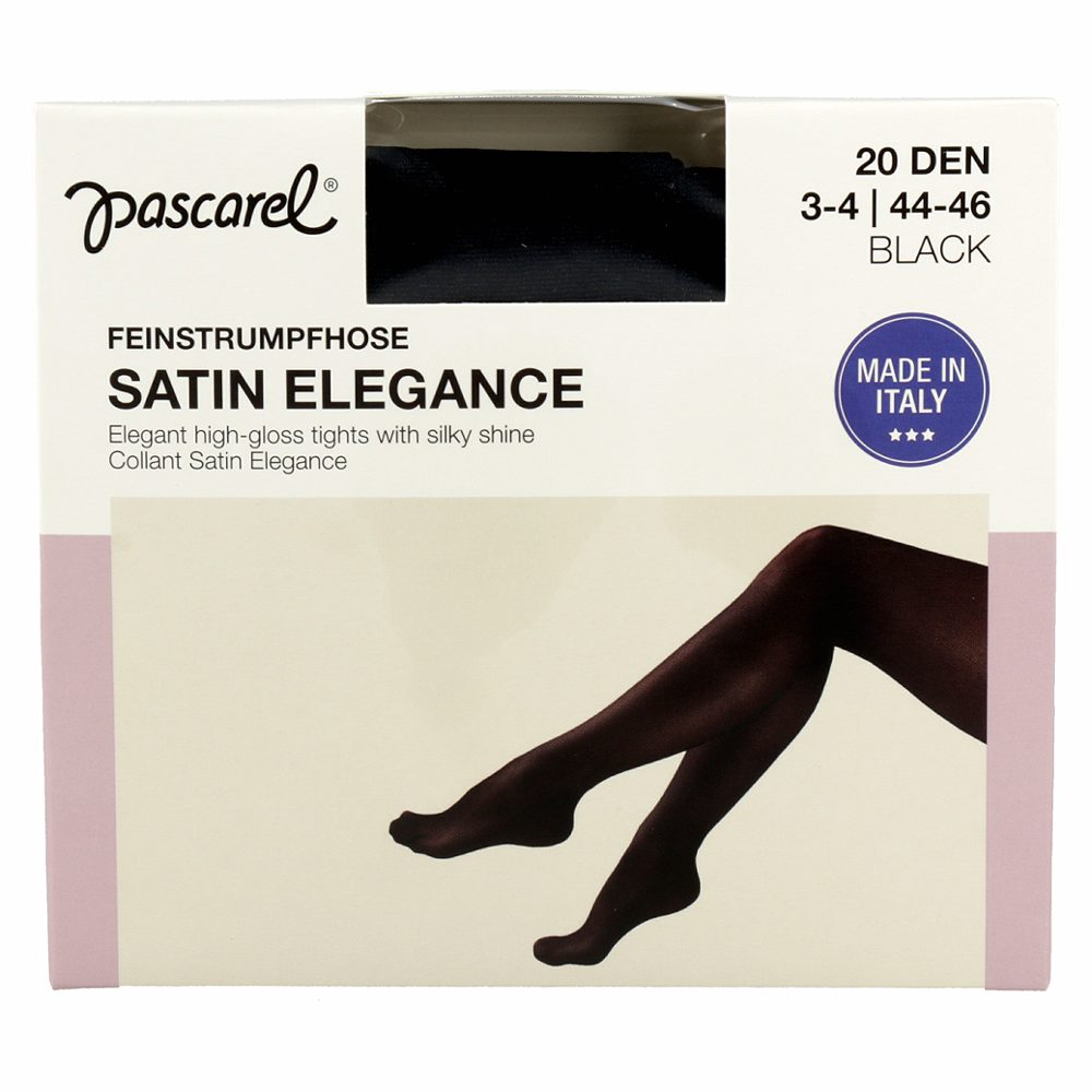 ženske hlačne nogavice črne 20den 3-4 44-48, satin elegance, pascarel, 1/1