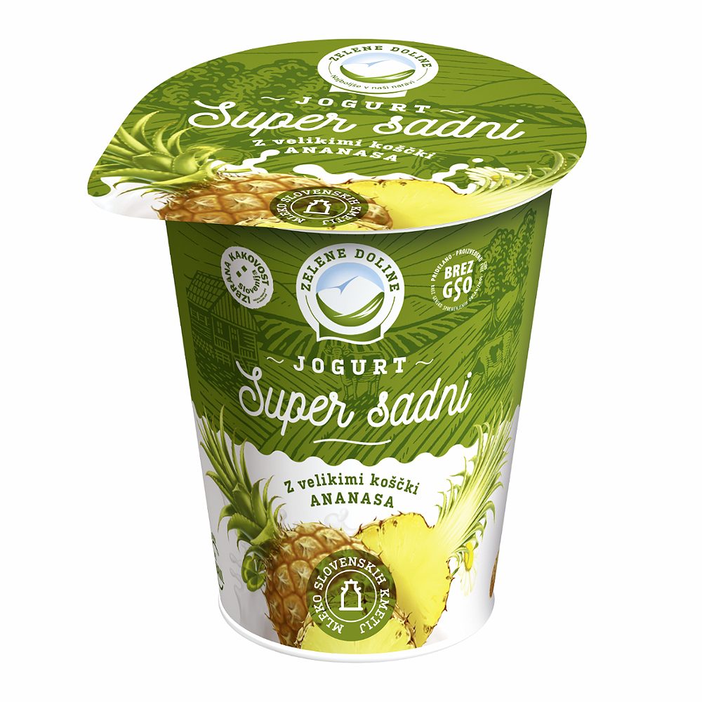 super sadni jogurt ananas, zelene doline, 150g