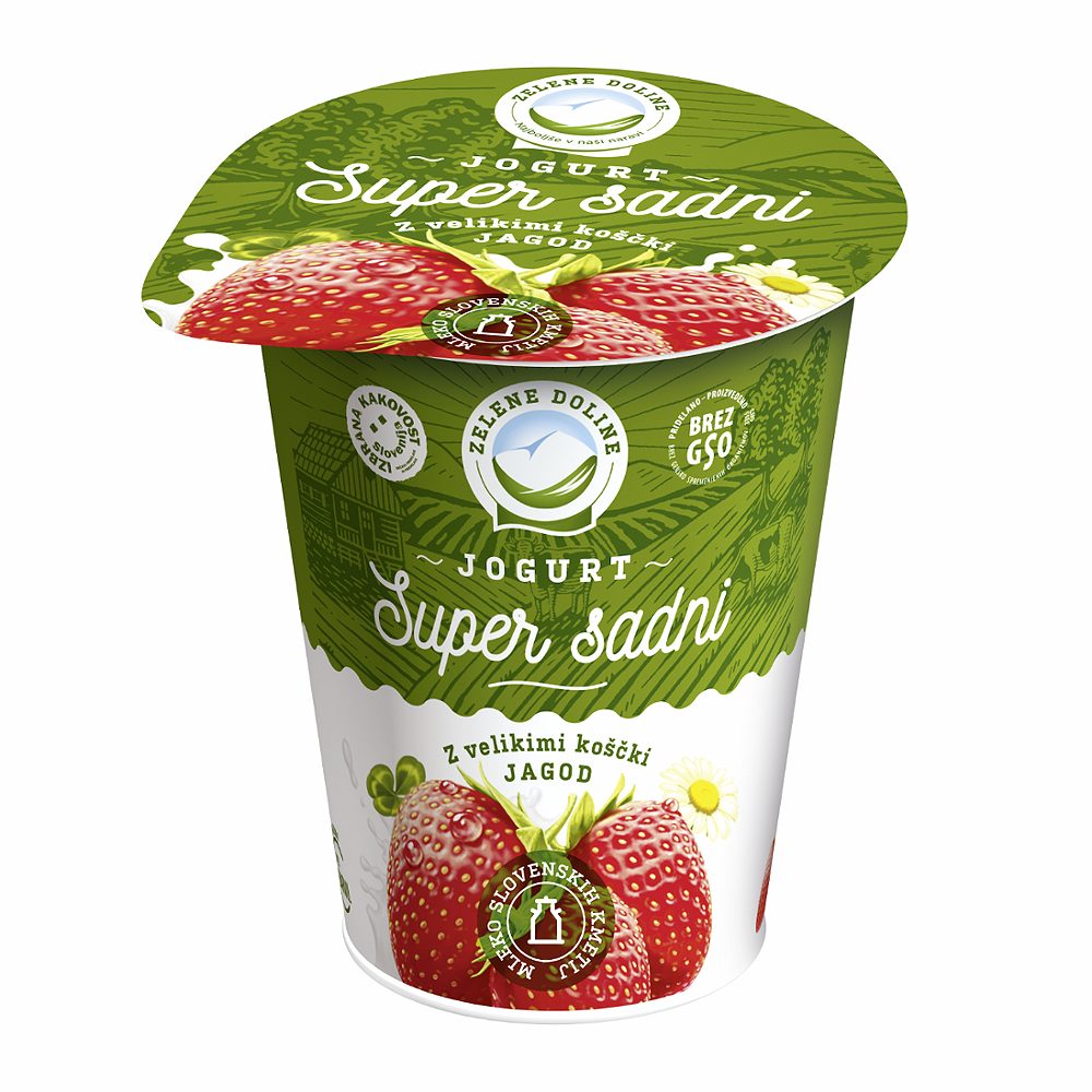 super sadni jogurt jagoda, zelene doline, 150g