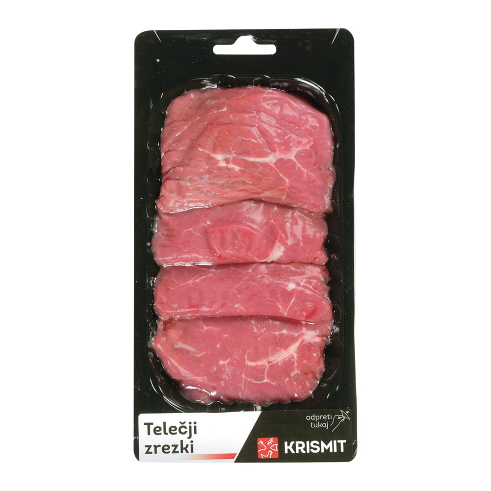 TELEČJI ZREZKI IZ STEGNA, KRISMIT, TEHTANO