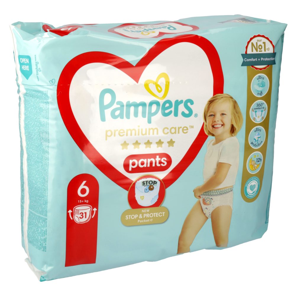 HLAČNE PLENICE JUNIOR ŠT.6 15KG+, PREMIUM CARE, PAMPERS, 31/1