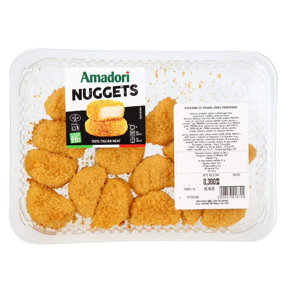 PANIRANI PIŠČANČJI MEDALJONI NUGGETS, AMADORI, 300G