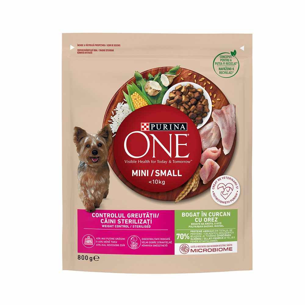 briketi za pse puran in riž weight control, purina one, 800g