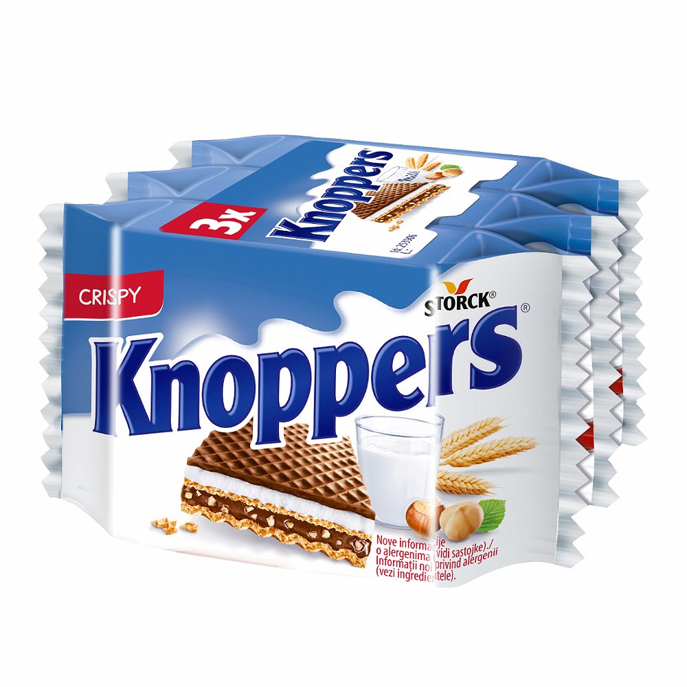 polnjeni hrustljavi vafelj knoppers, 3x25g