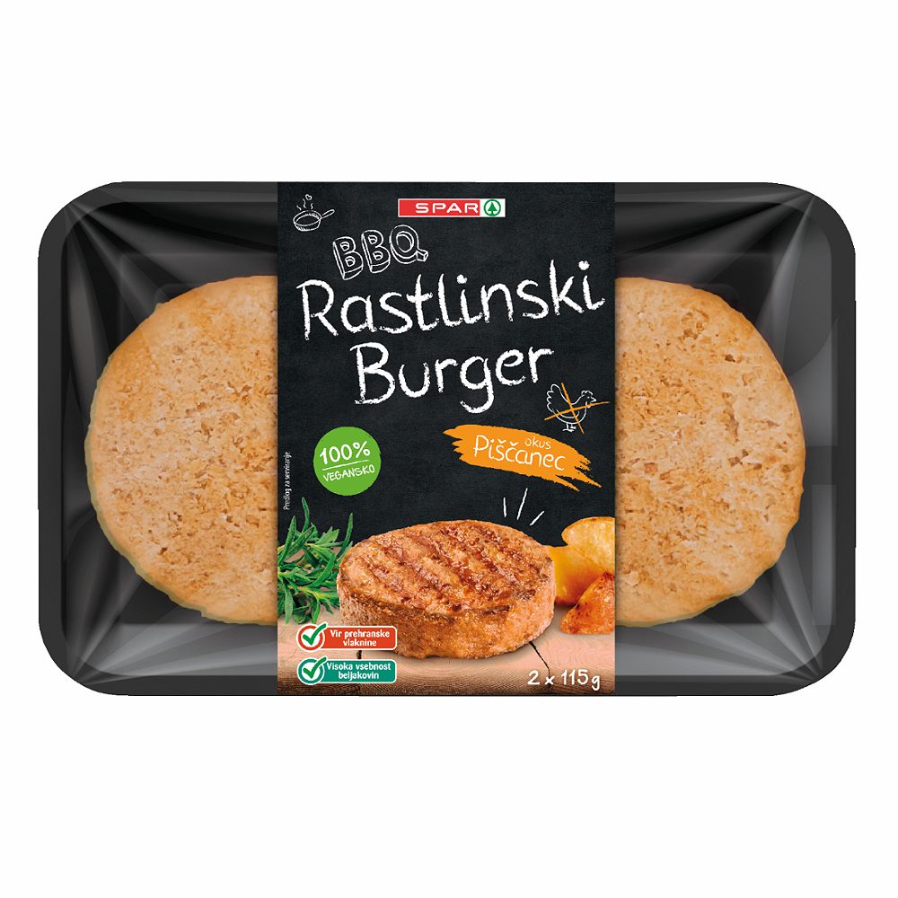 rastlinski burger okus piščanec spar bbq