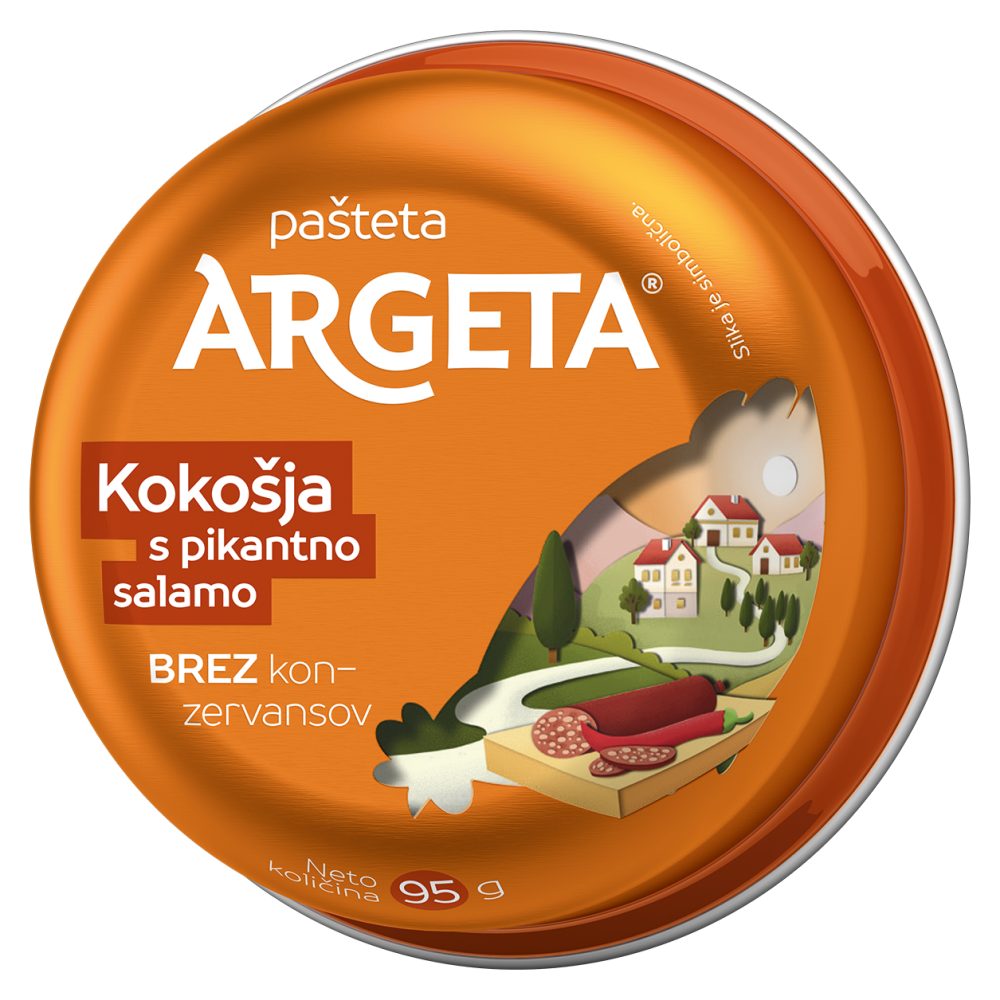 Kokošja pašteta s pikantno salamo, Argeta, 95 g