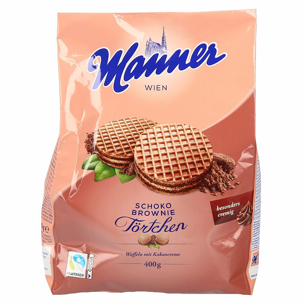 vaflji čokoladni brownie, manner, 400g
