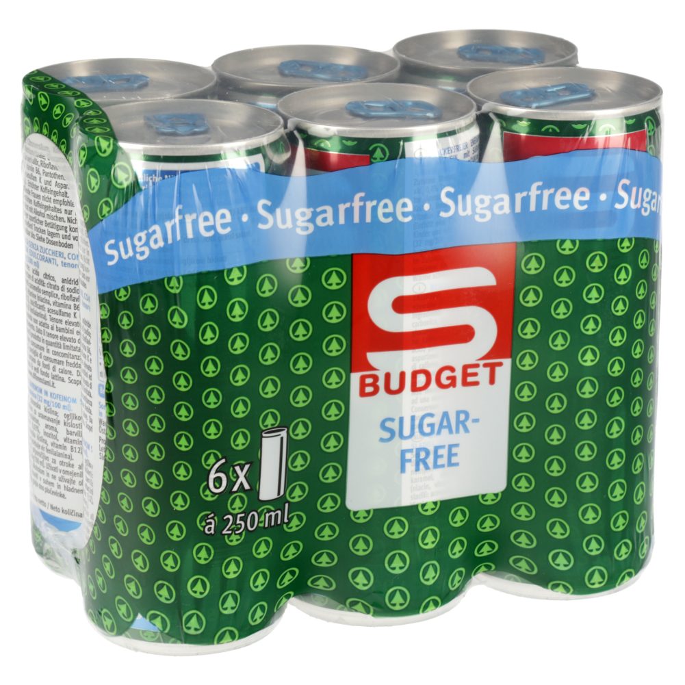 GAZIRANA ENERGIJSKA PIJAČA S TAVRINOM IN KOFEINOM S SLADILI, S-BUDGET, 6X0,25L