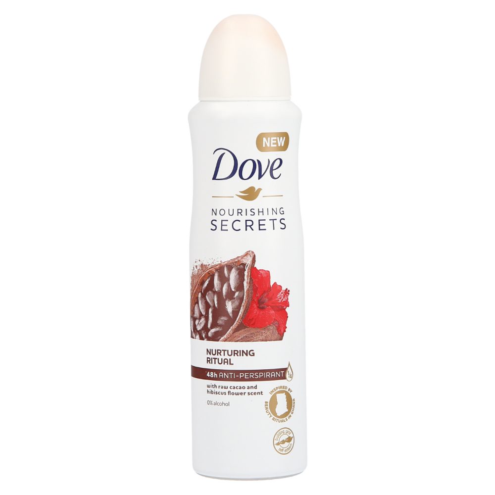 ŽENSKI DEO SPREJ RAW CACAO&HIBISCUS, DOVE, 150ML Dove´s poslanstvo ni
