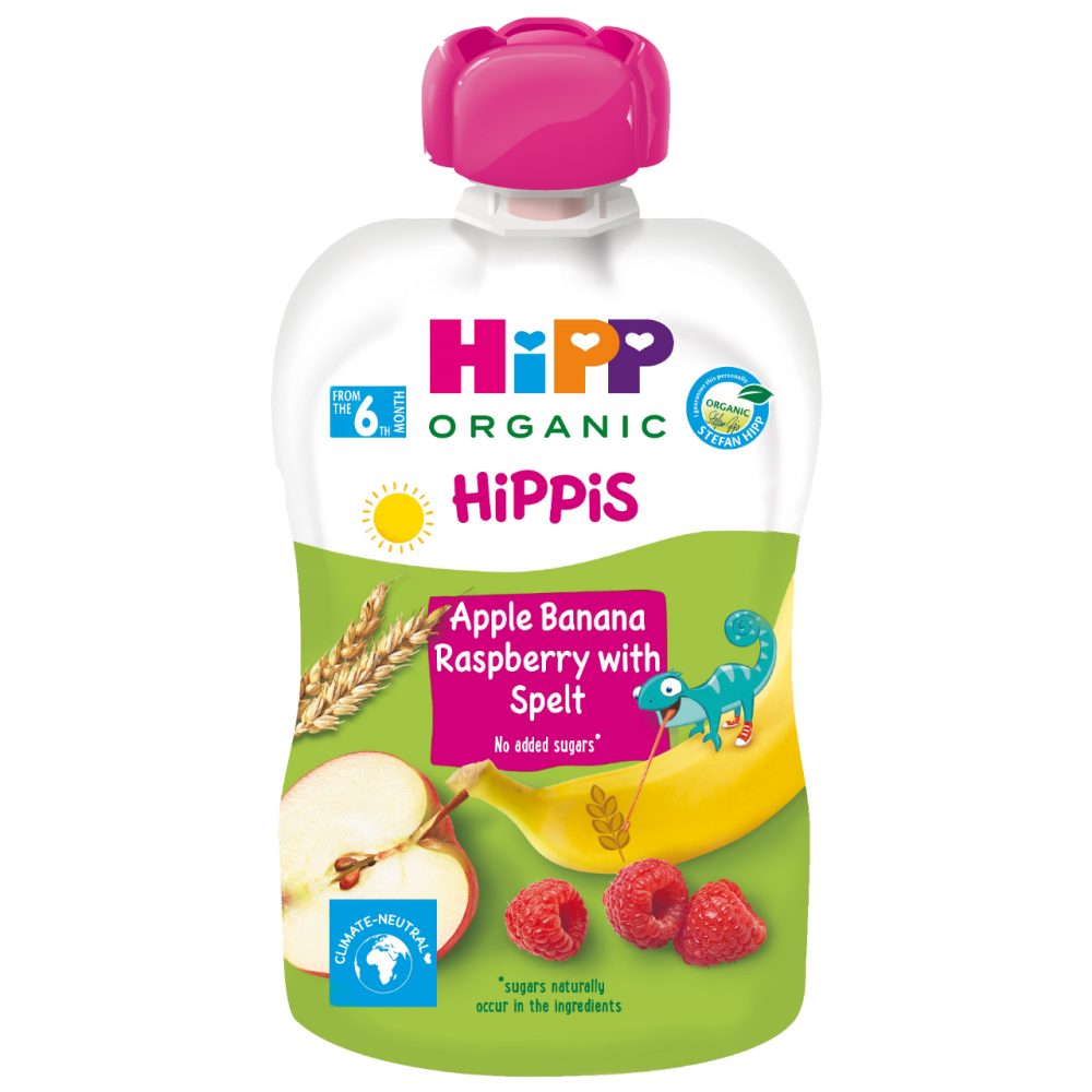 BIO SADNA KAŠICA JABOLKO, BANANA IN MALINA HIPPIS, HIPP, 100G