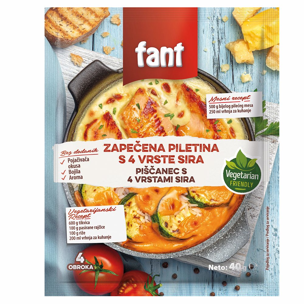 mešanica za pripravo jedi piščanec 4 vrste sira fant, podravka, 40g